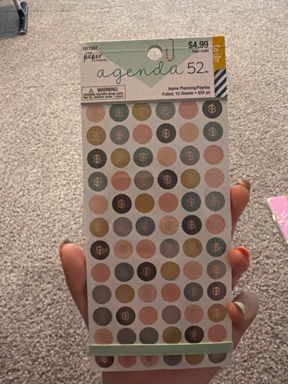 The Paper Studio Agenda 52 Home Planning Sticker Pack - Pink, Green, Gold, Gray